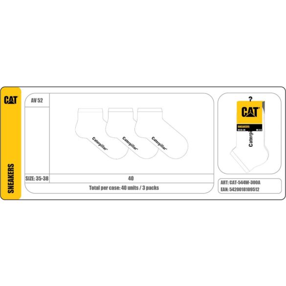 Caterpillar CAT AV52 3-pack bokazokni fehér Férfi zokni - SM-CAT-544W-300A